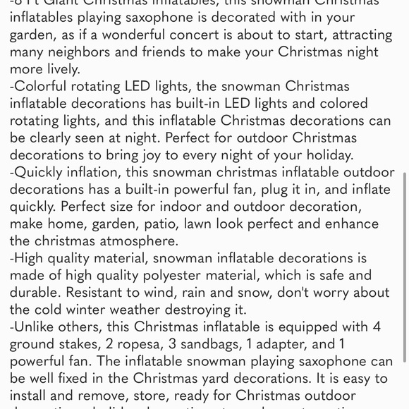 8 FT Christmas Inflatable Snowman with Playing Saxophone  Christmas Decoration - Picture 8 of 8